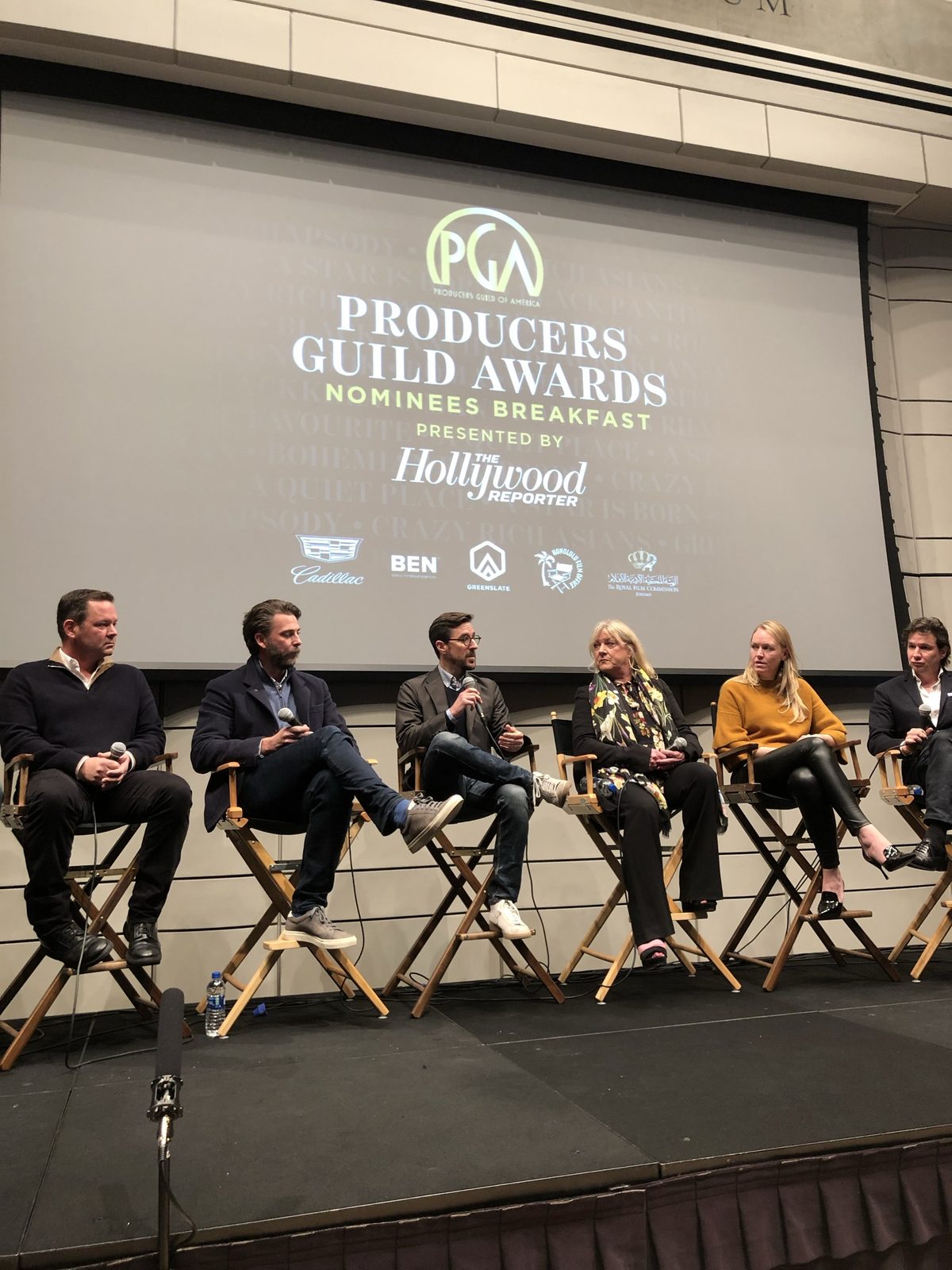 Panel on stage at the Producers Guild Awards nominees breakfast